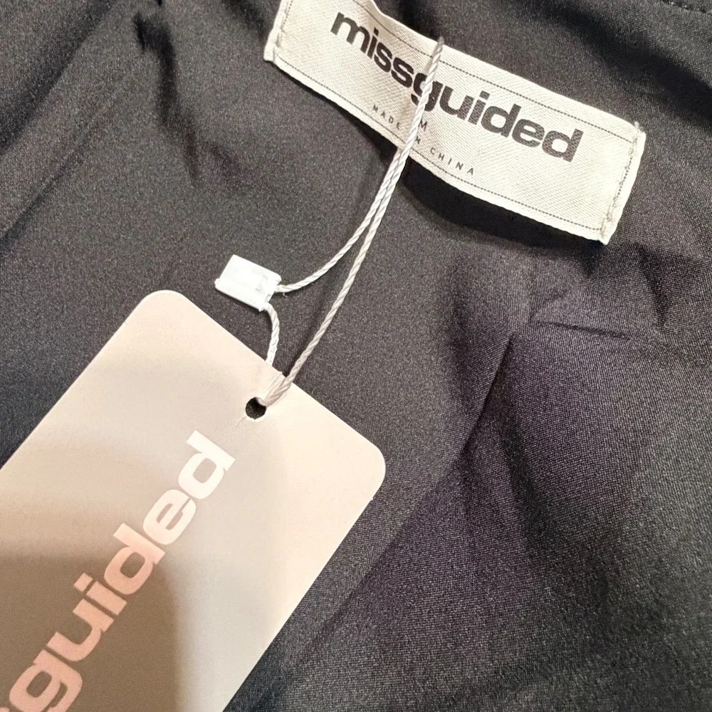 Missguided Womens Faux Leather Wrap Jacket Black Peplum Stand Collar medium